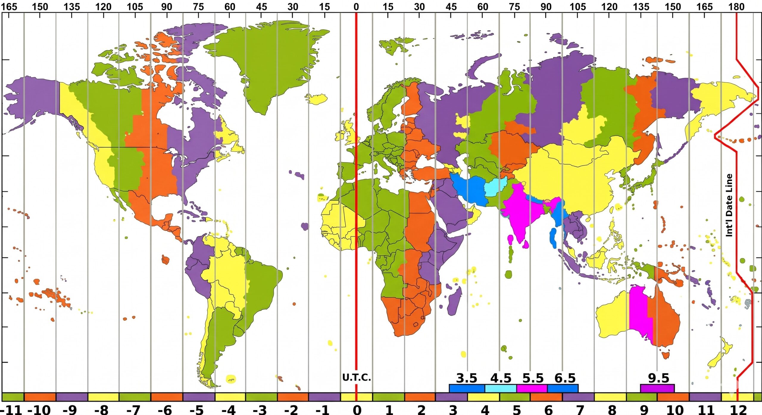 International Date Line on world map
