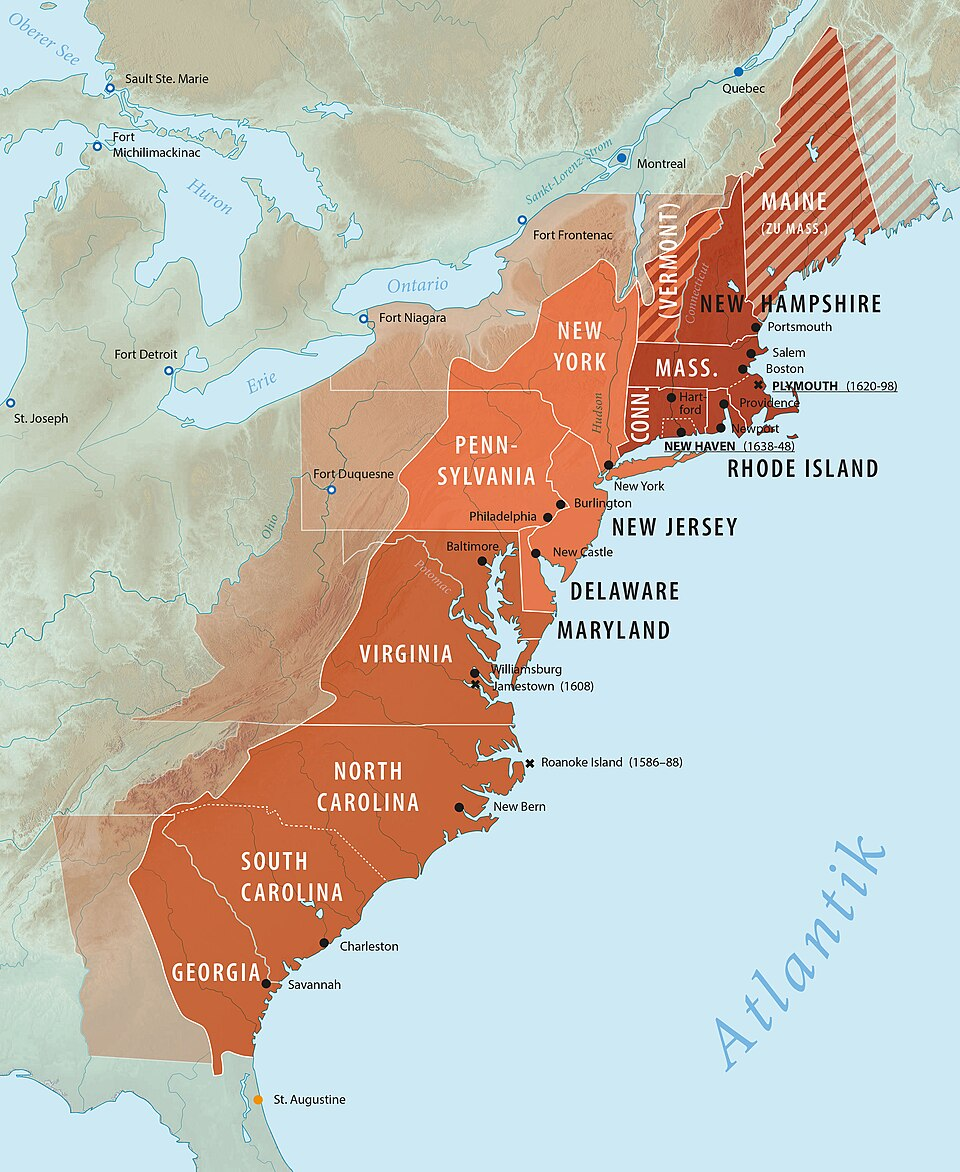 THE THIRTEEN AMERICAN COLONIES
